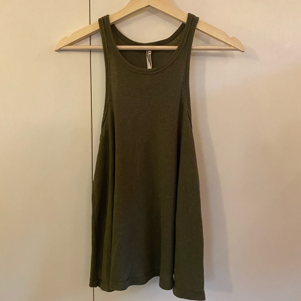 Free people army green ribbed tank top